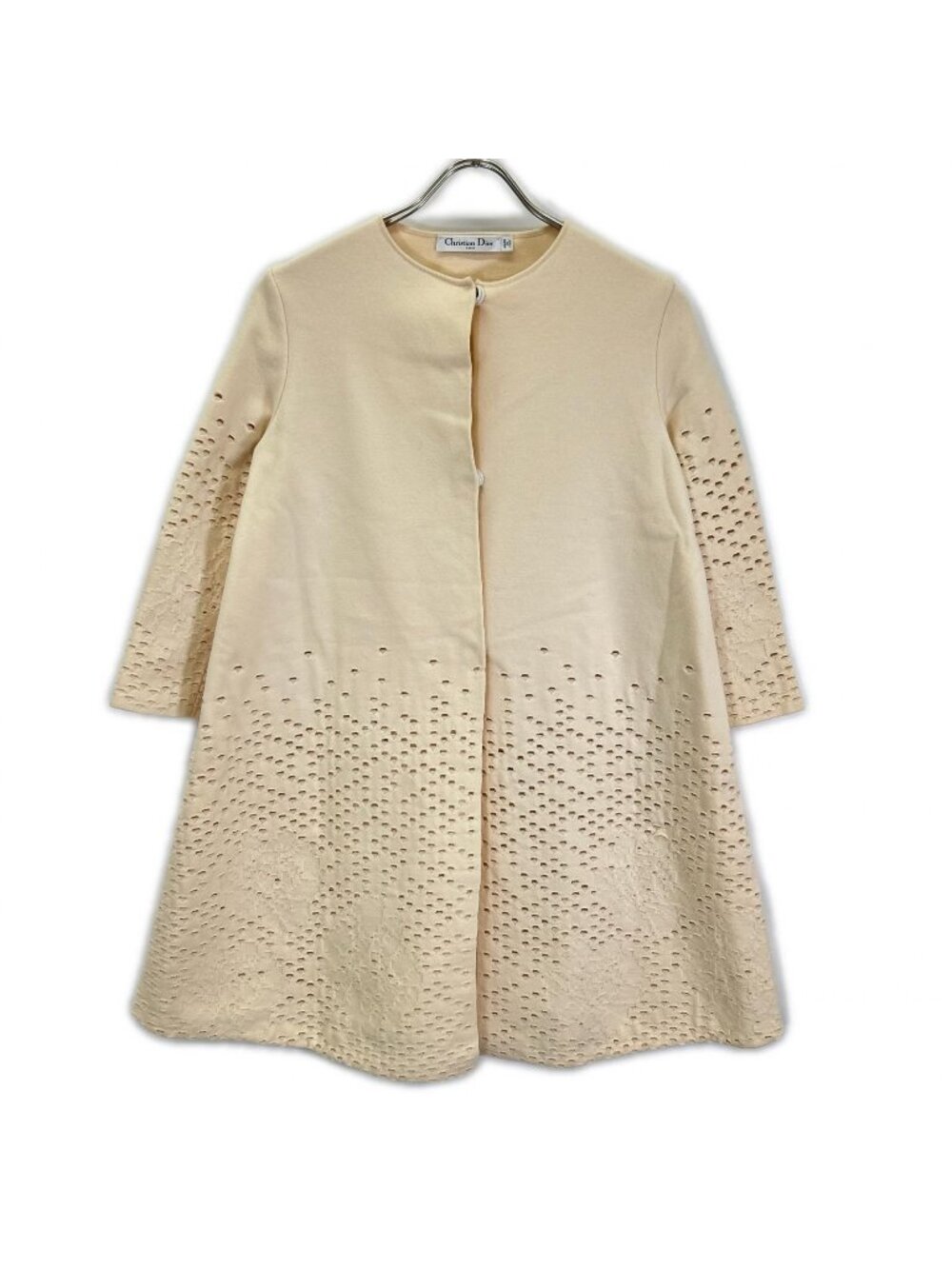 Dior Beige Wool Flower Knit Coat 34